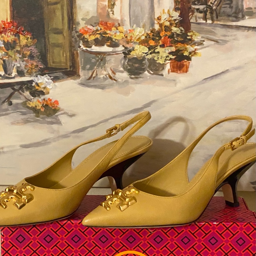 NIB Tory Burch Eleanor Slingback 65 MM Calf Leather Size 8 $348